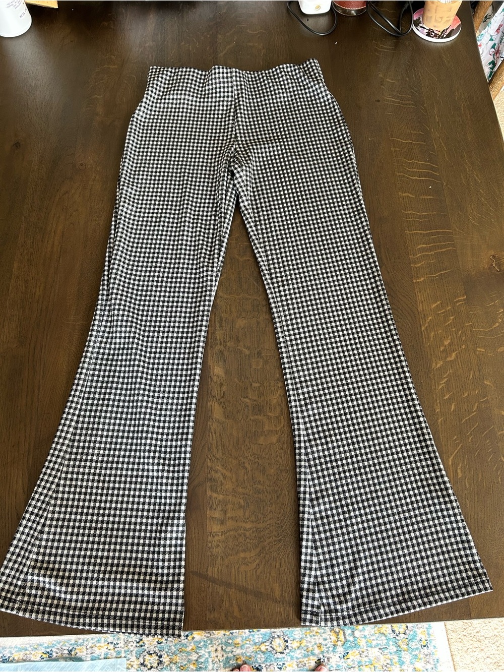 Silence + Noise urban outfitters black white jacquard print flare pull on pants - Picture 4 of 11
